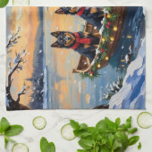 Finnischer Lapphund Weihnachtsboot Urlaub Geschirrtuch (Gefaltet)
