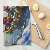 Finnischer Lapphund Weihnachtsboot Urlaub Geschirrtuch (Viertel Falte)