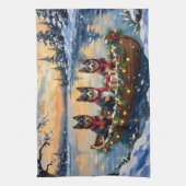 Finnischer Lapphund Weihnachtsboot Urlaub Geschirrtuch (Vertikal)