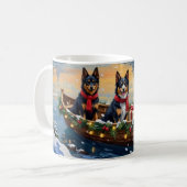 Finnischer Lapphund Weihnachtsboot Urlaub Kaffeetasse (Vorderseite Links)