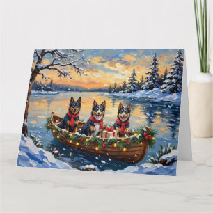 Finnischer Lapphund Weihnachtsboot Urlaub Karte