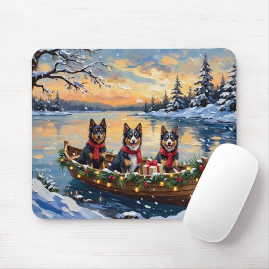 Finnischer Lapphund Weihnachtsboot Urlaub Mousepad (Mit Mouse)