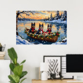 Finnischer Lapphund Weihnachtsboot Urlaub Poster (Heimbüro)