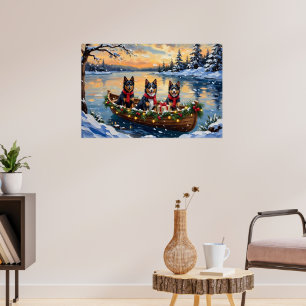 Finnischer Lapphund Weihnachtsboot Urlaub Poster
