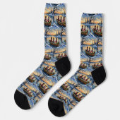 Finnischer Lapphund Weihnachtsboot Urlaub Socken (Linkes Detail)