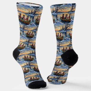 Finnischer Lapphund Weihnachtsboot Urlaub Socken