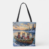 Finnischer Lapphund Weihnachtsboot Urlaub Tasche (Rückseite)