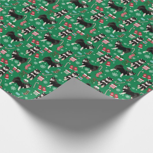 Finnischer Lapphund-Weihnachtshund Geschenkpapier (Ecke)