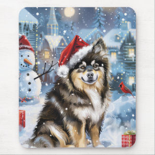 Finnischer Lapphund Winter Wonderland Weihnachtsfr Mousepad