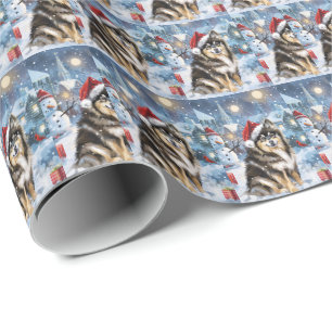 Finnischer Lapphund Winterwunderland Weihnachtsfre Geschenkpapier