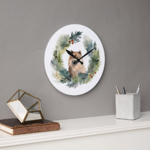 Finnischer Lappland-Weihnachtskranz Festiver Welpe Große Wanduhr