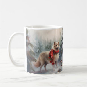 Finnischer Lapplandhund im Schnee Weihnachten Kaffeetasse