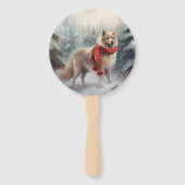 Finnischer Lappund Hund in Schnee Weihnachten Fächer (Rückseite)
