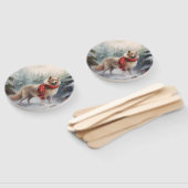 Finnischer Lappund Hund in Schnee Weihnachten Fächer (Non-assembled)