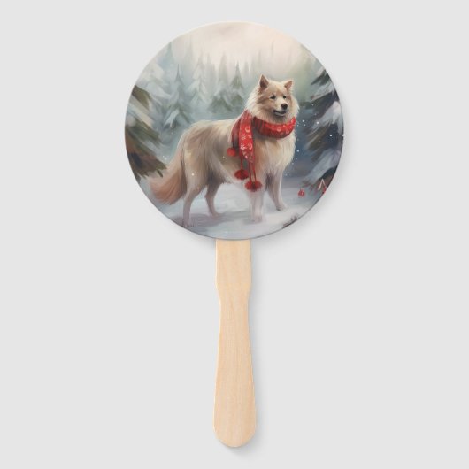 Finnischer Lappund Hund in Schnee Weihnachten Fächer (Vorderseite)