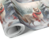 Finnischer Lappund Hund in Schnee Weihnachten Geschenkpapier (Rolleneckpunkt)