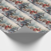 Finnischer Lappund Hund in Schnee Weihnachten Geschenkpapier (Ecke)