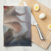 Finnischer Lappund Hund in Schnee Weihnachten Geschirrtuch (Viertel Falte)