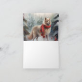 Finnischer Lappund Hund in Schnee Weihnachten Karte (Innenseite)