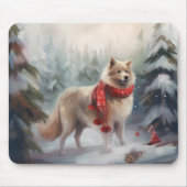 Finnischer Lappund Hund in Schnee Weihnachten Mousepad (Vorne)