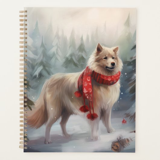 Finnischer Lappund Hund in Schnee Weihnachten Planer (Vorderseite)