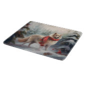 Finnischer Lappund Hund in Schnee Weihnachten Schneidebrett (Ecke)