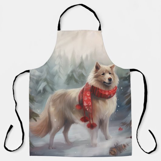 Finnischer Lappund Hund in Schnee Weihnachten Schürze (Vorderseite)