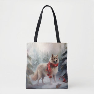 Finnischer Lappund Hund in Schnee Weihnachten Tasche