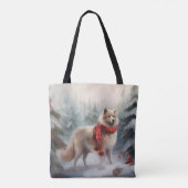 Finnischer Lappund Hund in Schnee Weihnachten Tasche (Rückseite)
