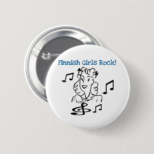 Finnischer Mädchen-Felsen Button (Vorne & Hinten)