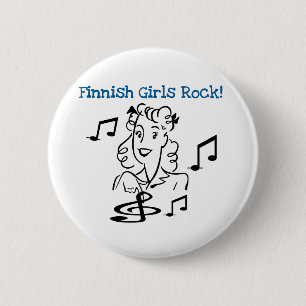 Finnischer Mädchen-Felsen Button