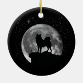 Finnischer Pom Jagdhund Spitz Moon Keramik Ornament (Hinten)