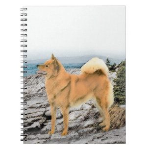 Finnischer Spitz an der Meeresküste Malerei - Hund Notizblock