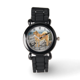 Finnischer Spitz beim Seashore-Gemälde - Hundekuns Armbanduhr