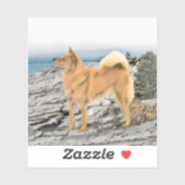Finnischer Spitz beim Seashore-Gemälde - Hundekuns Aufkleber (Blatt)