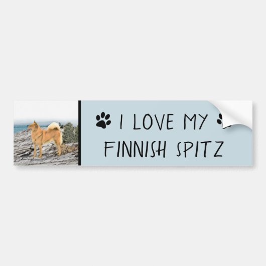 Finnischer Spitz beim Seashore-Gemälde - Hundekuns Autoaufkleber (Vorne)