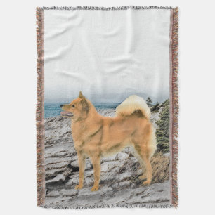 Finnischer Spitz beim Seashore-Gemälde - Hundekuns Decke
