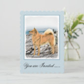Finnischer Spitz beim Seashore-Gemälde - Hundekuns Einladung (Stehend Vorderseite)