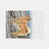 Finnischer Spitz beim Seashore-Gemälde - Hundekuns Fleecedecke (Vorderseite (Horizontal))