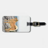 Finnischer Spitz beim Seashore-Gemälde - Hundekuns Gepäckanhänger (Vorderseite horizontal)