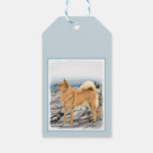Finnischer Spitz beim Seashore-Gemälde - Hundekuns Geschenkanhänger (Rückseite)