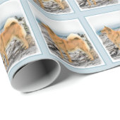 Finnischer Spitz beim Seashore-Gemälde - Hundekuns Geschenkpapier (Rolleneckpunkt)
