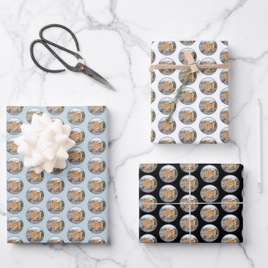 Finnischer Spitz beim Seashore-Gemälde - Hundekuns Geschenkpapier Set (Vorderseite)