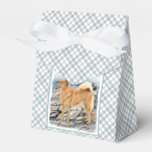 Finnischer Spitz beim Seashore-Gemälde - Hundekuns Geschenkschachtel