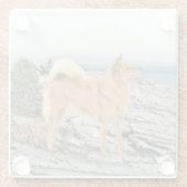 Finnischer Spitz beim Seashore-Gemälde - Hundekuns Glasuntersetzer (Rückseite)