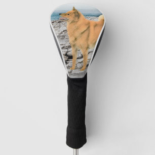 Finnischer Spitz beim Seashore-Gemälde - Hundekuns Golf Headcover