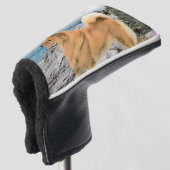 Finnischer Spitz beim Seashore-Gemälde - Hundekuns Golf Headcover (3/4 Vorderseite)