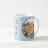 Finnischer Spitz beim Seashore-Gemälde - Hundekuns Kaffeetasse (VorderseiteRechts)