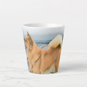 Finnischer Spitz beim Seashore-Gemälde - Hundekuns Milchtasse
