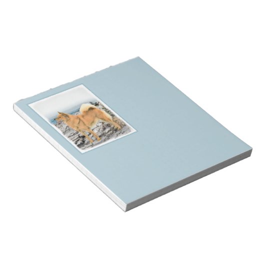 Finnischer Spitz beim Seashore-Gemälde - Hundekuns Notizblock (angewinkelt)